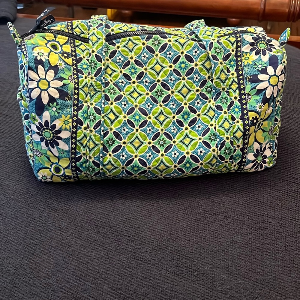 2 bags-Vera Bradley Green/Blue medium duffle bag & lined bag.
